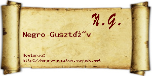 Negro Gusztáv névjegykártya